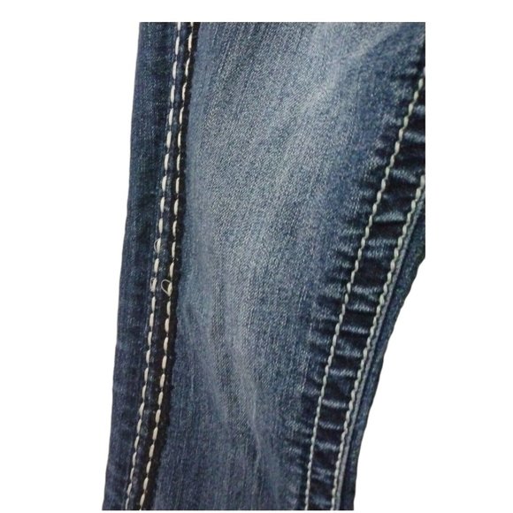 Miss Me Womens Mid-Rise Bootcut Flare Rhinestone Embellished Bling Blue Jeans 26 - Picture 9 of 12